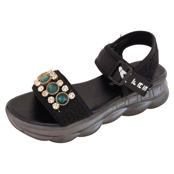 Ежедневни дамски сандали с камъни и лепенка в два цвята