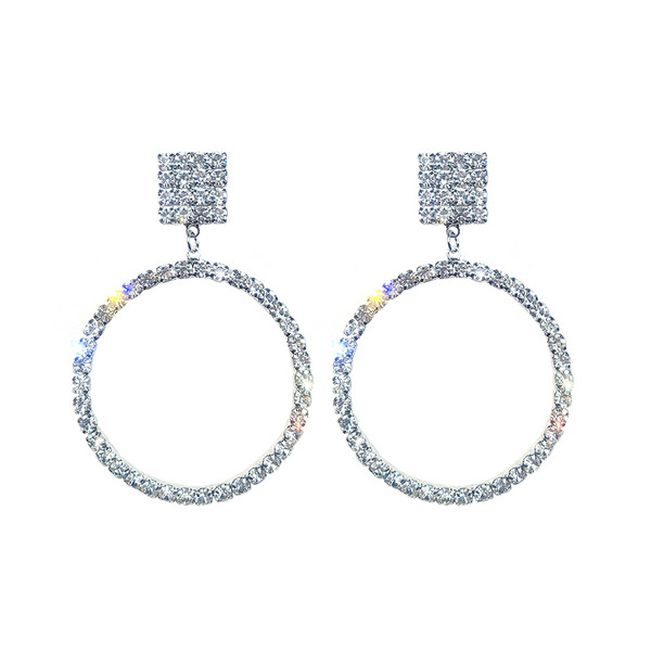 Стилни дамски обеци с кръгла форма в сребрист цвят