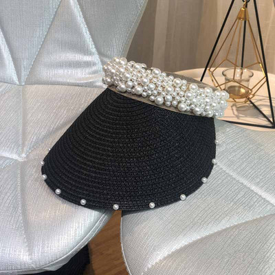 Стилна дамска козирка в перли в няколко цвята