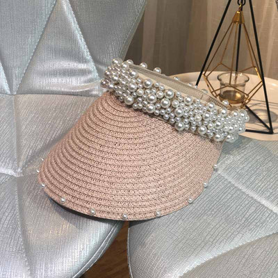 Стилна дамска козирка в перли в няколко цвята