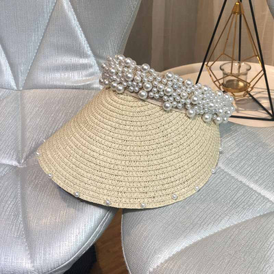 Стилна дамска козирка в перли в няколко цвята