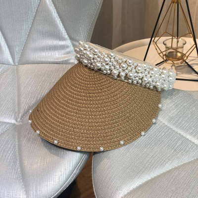 Стилна дамска козирка в перли в няколко цвята