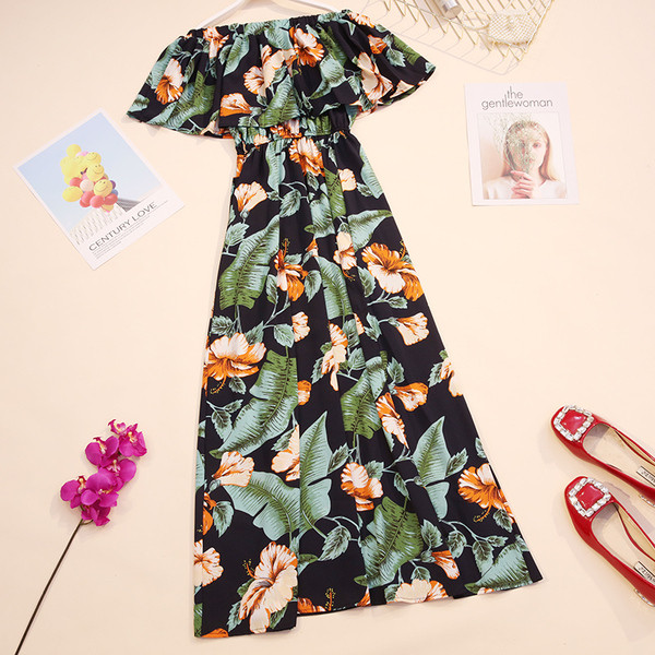 Лятна дамска дълга рокля с флорални мотиви в няколко цвята