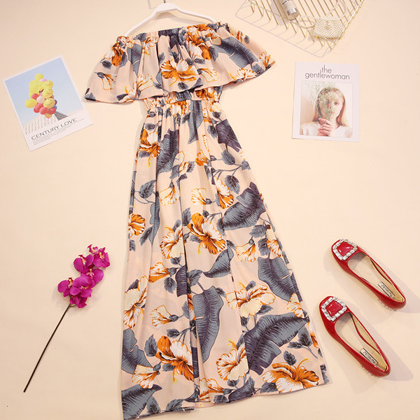 Лятна дамска дълга рокля с флорални мотиви в няколко цвята