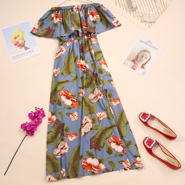 Лятна дамска дълга рокля с флорални мотиви в няколко цвята