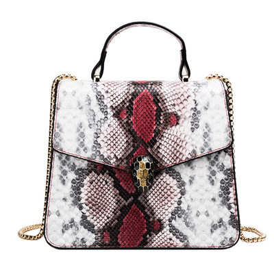 Модерна дамска чанта с змийски десен в няколко цвята