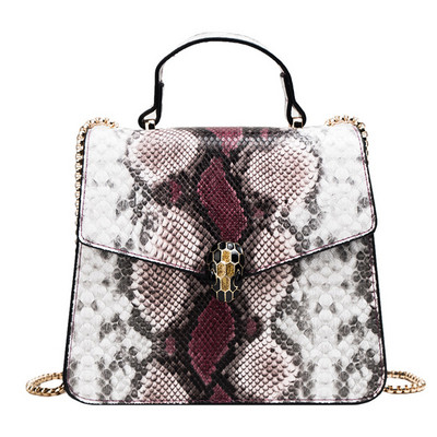 Модерна дамска чанта с змийски десен в няколко цвята