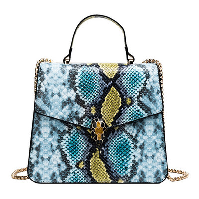 Модерна дамска чанта с змийски десен в няколко цвята
