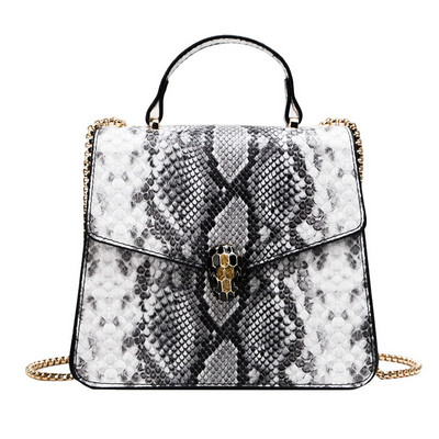 Модерна дамска чанта с змийски десен в няколко цвята