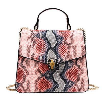 Модерна дамска чанта с змийски десен в няколко цвята