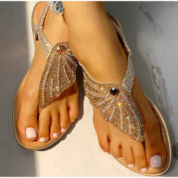 Ежедневни дамски сандали с камъни в черен и бежов цвят