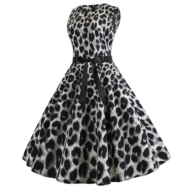 Модерна дамска рокля с леопардов десен и колан