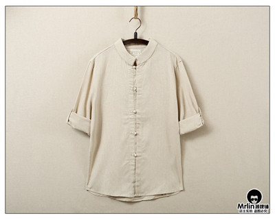 Мъжка модерна риза с копчета и 3/4 ръкав в няколко цвята