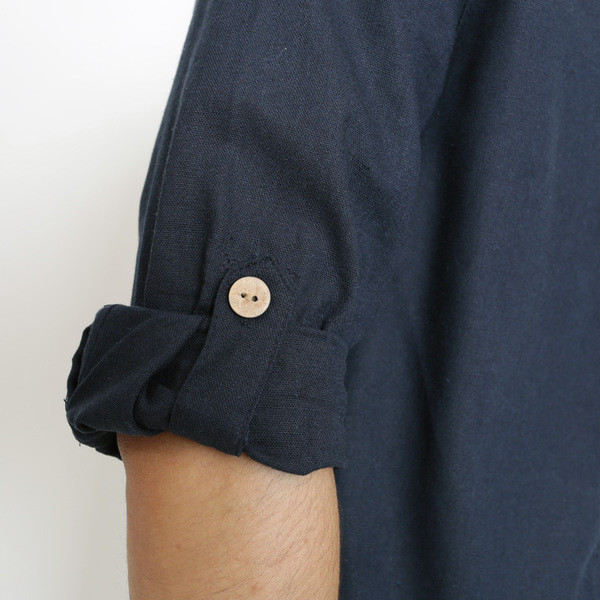 Мъжка модерна риза с копчета и 3/4 ръкав в няколко цвята