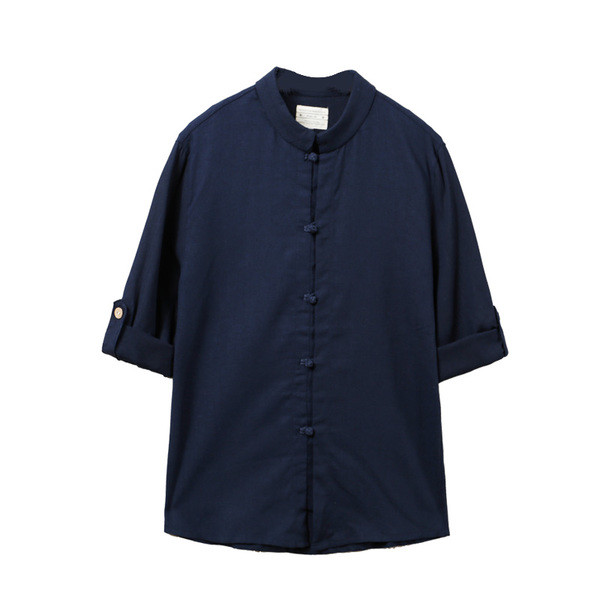 Мъжка модерна риза с копчета и 3/4 ръкав в няколко цвята