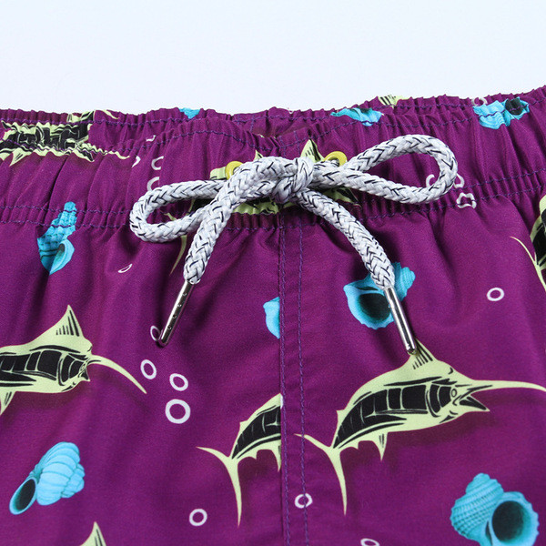 Модерни мъжки бански с връзки и цветен десен 