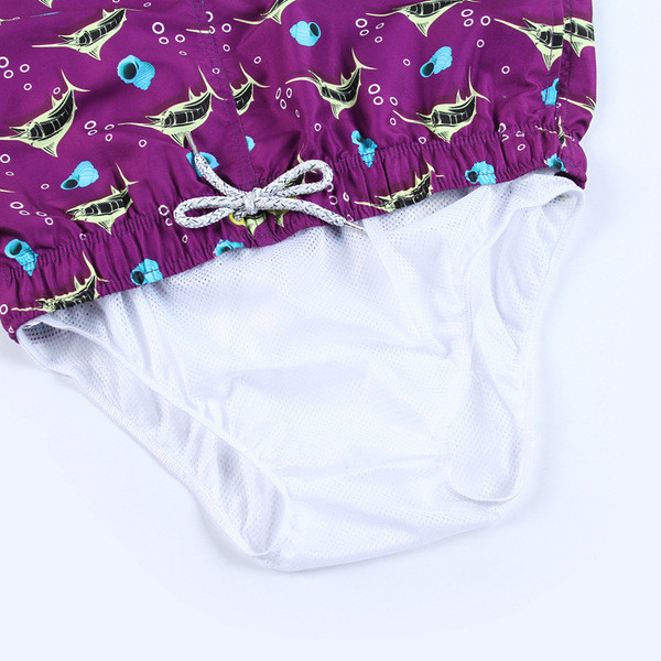 Модерни мъжки бански с връзки и цветен десен 