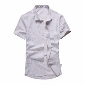 Стилна мъжка риза с къс ръкав и копчета-три цвята