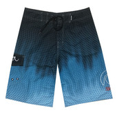 Модерни мъжки бански с връзки и щампа в син цвят