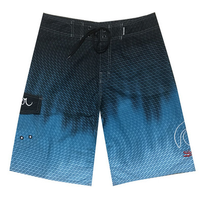 Модерни мъжки бански с връзки и щампа в син цвят