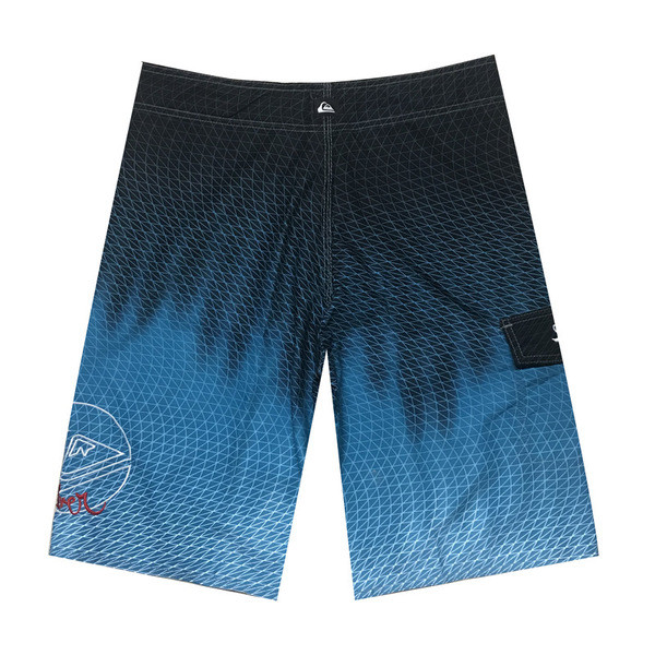 Модерни мъжки бански с връзки и щампа в син цвят