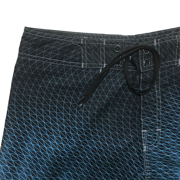 Модерни мъжки бански с връзки и щампа в син цвят