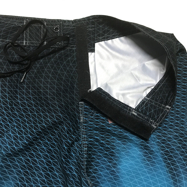 Модерни мъжки бански с връзки и щампа в син цвят