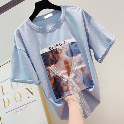 Tricou dama cu aplicatie in mai multe culori