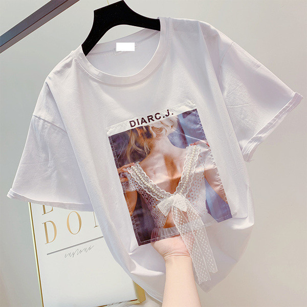 Tricou dama cu aplicatie in mai multe culori