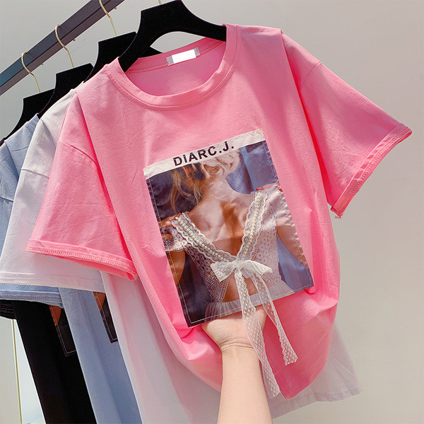 Tricou dama cu aplicatie in mai multe culori