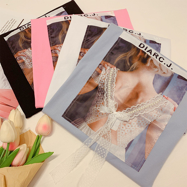 Tricou dama cu aplicatie in mai multe culori