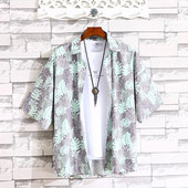 Модерна мъжка риза в два цвята с флорални мотиви