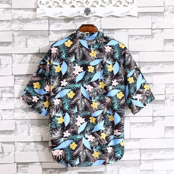 Модерна мъжка риза в два цвята с флорални мотиви