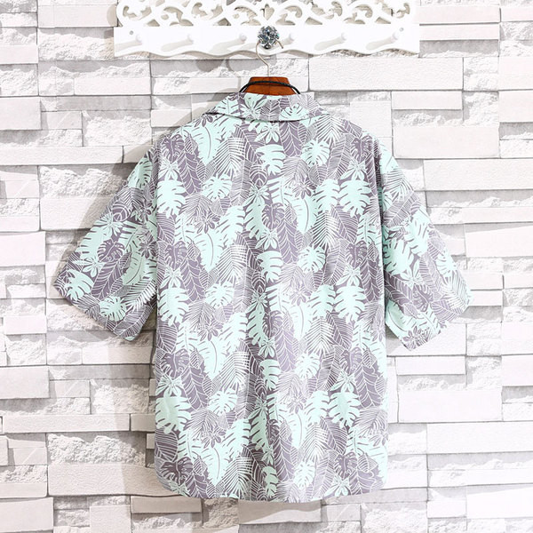 Модерна мъжка риза в два цвята с флорални мотиви