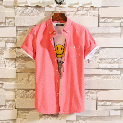 Cămașă de bărbați actuală în cinci culori cu buzunar și nasturi