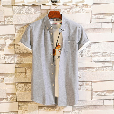 Cămașă de bărbați actuală în cinci culori cu buzunar și nasturi