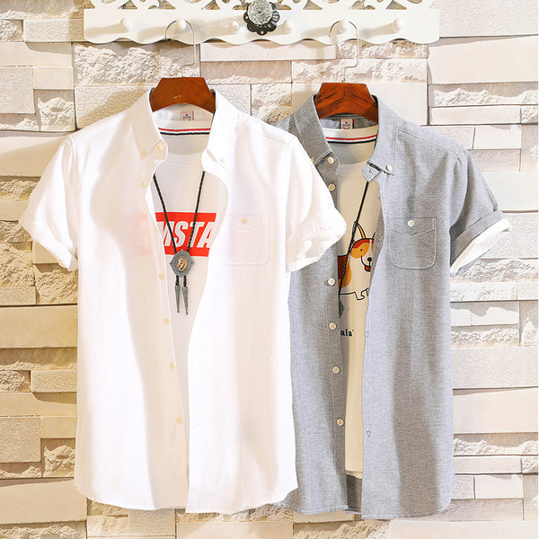 Cămașă de bărbați actuală în cinci culori cu buzunar și nasturi