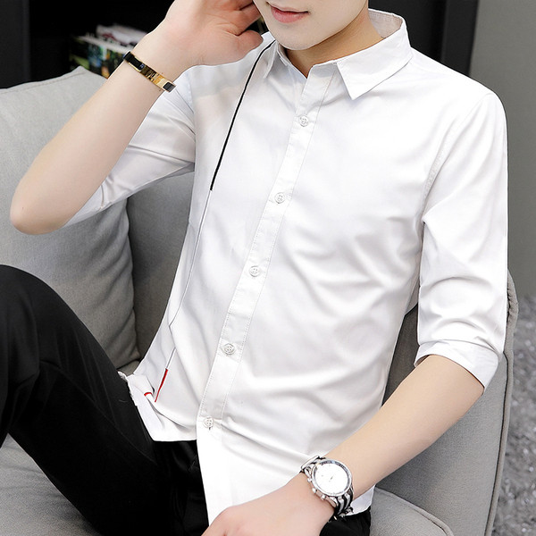 Camasa masculina actuala in trei culori cu maneci 3/4 si nasturi