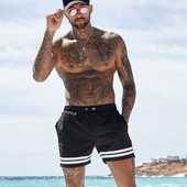 Costum de baie modern pentru bărbați cu cravate și margini în trei culori