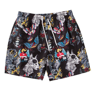 Pantaloni scurți tip costum de baie pentru bărbați cu șireturi și model color