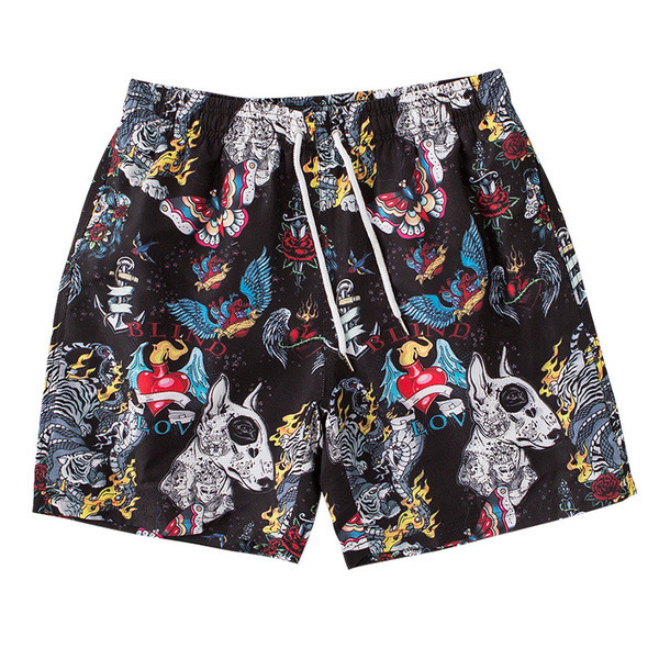 Pantaloni scurți tip costum de baie pentru bărbați cu șireturi și model color