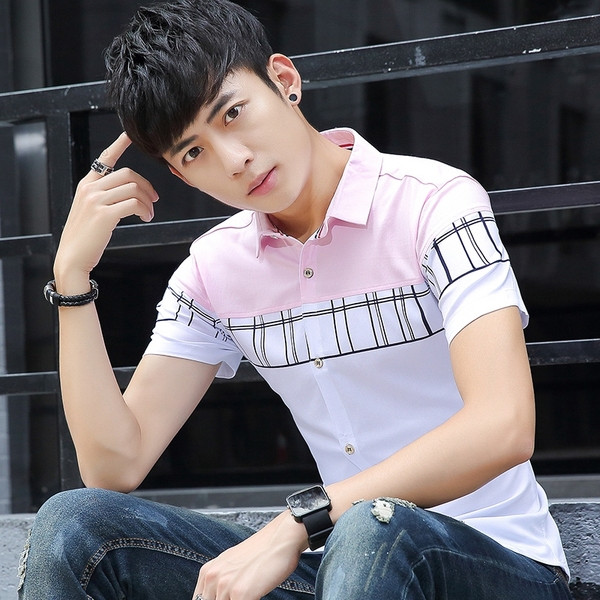 Cămașă elegantă pentru bărbați, în trei culori, cu nasturi și mâneci scurte