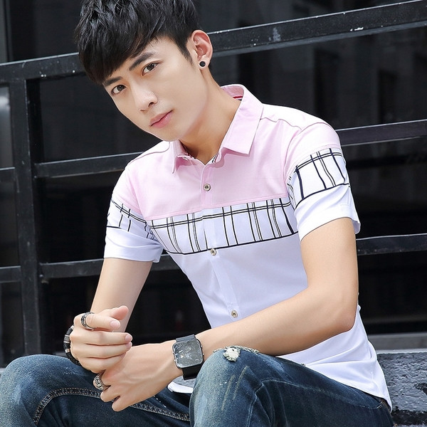 Cămașă elegantă pentru bărbați, în trei culori, cu nasturi și mâneci scurte