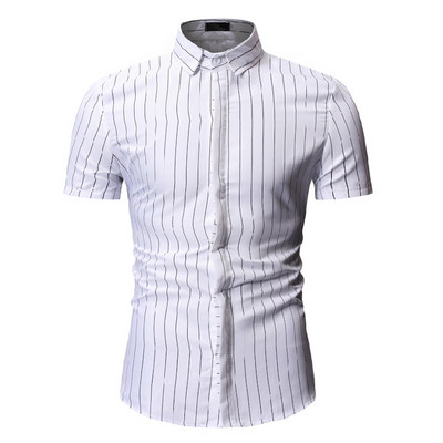 Cămașă bărbătească în dungi cu mâneci scurte în trei culori