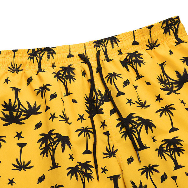 Costum de baie pentru bărbați cu aplicație și cravate de culoare galbenă