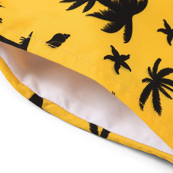 Costum de baie pentru bărbați cu aplicație și cravate de culoare galbenă