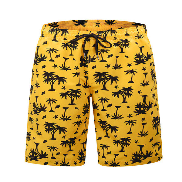 Costum de baie pentru bărbați cu aplicație și cravate de culoare galbenă