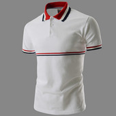 Tricoul modern pentru bărbați cu guler clasic este alb-negru