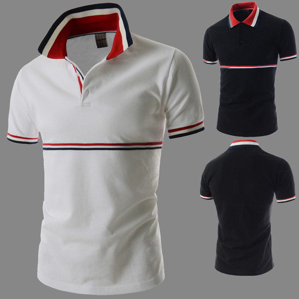 Tricoul modern pentru bărbați cu guler clasic este alb-negru