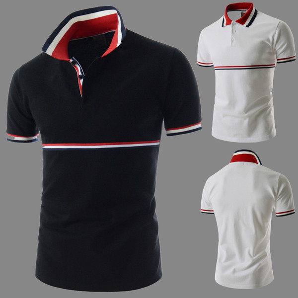 Tricoul modern pentru bărbați cu guler clasic este alb-negru